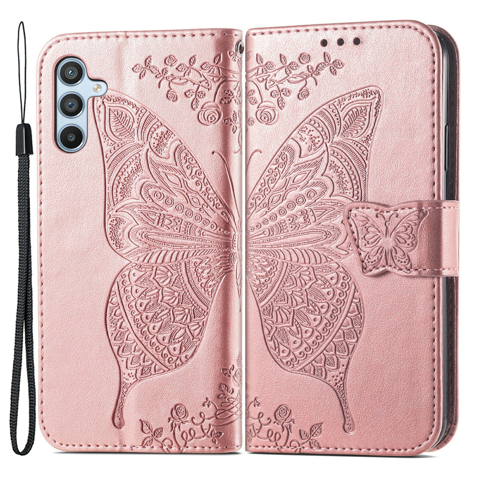 For Samsung Galaxy A54 5G PU Leather Imprinted Butterfly Pattern Phone Case Stand Wallet Folio Flip Cover with Strap For Samsung Galaxy A54 5G PU Leather Imprinted Butterfly Pattern Phone Case Stand Wallet Folio Flip Cover with Strap